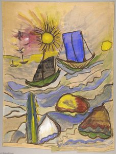 Sailboats On The Water — William H. Johnson