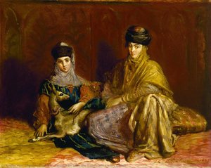 Mujer y niña de Constantino con una gacela