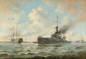 'Dreadnought' and 'Victory' at Portsmouth