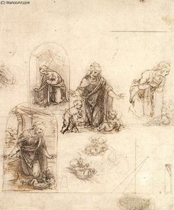 Studyes-studies For A Nativity — Leonardo Da Vinci, Renaissance