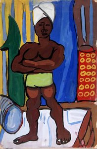 Standing Man With White Turban And Green Shorts — William H. Johnson
