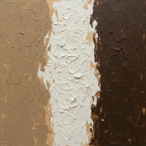 Triptych Of Earthly Layers: A Monumental Study In Tactile Ochre And Umber — David Moreau, Plaster & Texture Art