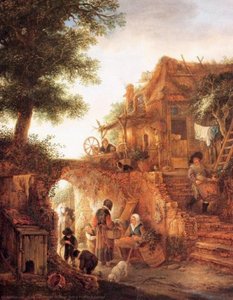 Woman Selling Fruit By A Cottage — Isaac Van Ostade
