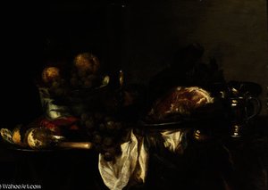 A Blue And White Porcelain Bowl With Fruit — Abraham Hendricksz. Van Beyeren