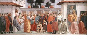 Raising Of The Son Of Theophilus And St Peter Enthroned — Masaccio