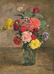 Still Life With Roses And Carnations In A Glass Jar — Ilya Ivanovich Mashkov