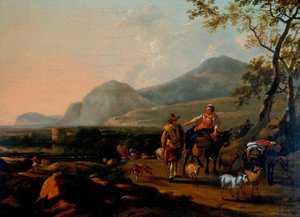 Landscape With A Shepherd And His Flock — Nicolaes Pietersz Berchem
