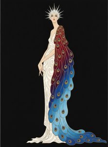 Peacock Mantle In Crimson And Cerulean Blue — Valentin Laurent De Courcey, Art Deco