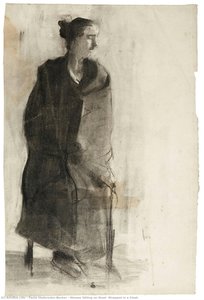 Woman Sitting On Stool, Wrapped In A Cloak — Paula Modersohn-becker, Early Expressionism