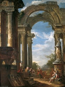 Ruins Of A Temple With An Apostle Preaching — Giovanni Paolo Panini, Baroque