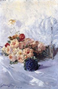 Still Life With Flowers And Fan — Abbott Fuller Graves