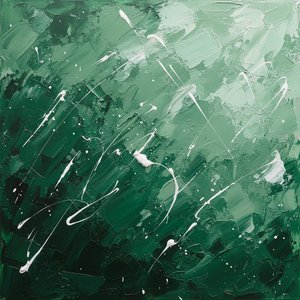 Emergent Emerald Tides: A Monumental Study In Impasto And Ethereal White Motion — Christian Noiret, Contemporary Abstract Painting
