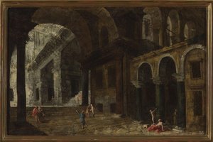 Architectural Fantasy Featuring A Prison Courtyard — Michele Marieschi