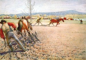Harrowing The Field — Carl Larsson