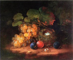 Still Life With Fruit, Bird's Nest And Broken Egg — George Forster