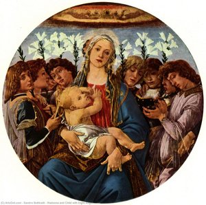 Madonna Und Kind Mit Acht Engeln — Sandro Botticelli, Early Renaissance