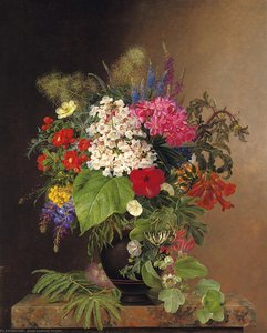 Convulvulus, Lupins, Speedwell and Fuschia in a Vase