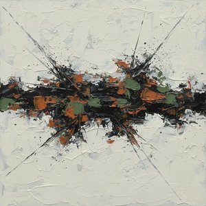 Fragmentierter Kern: Ein Explosiver Monolith Aus Holzkohle, Olive Und Gebrannter Sienna — Christian Noiret, Zeitgenössische Abstraktion