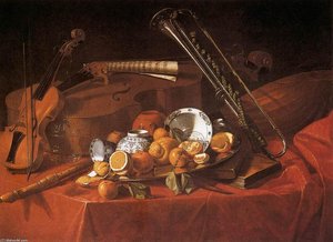 Still-life With Musical Instruments — Cristoforo Munari, Late-baroque