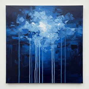 Celestial Descent: A Monochromatic Study Of Luminous Ether And Midnight Shadows — Christian Noiret, Contemporary Abstract Painting