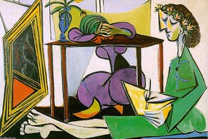 Interior With Girl Drawing — Pablo Picasso, Naive Art