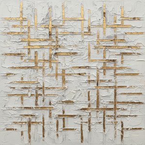 Gilded Intersections: A Monumental Study Of Woven Gold And Tactile Bone Texture — David Moreau, Plaster & Texture Art