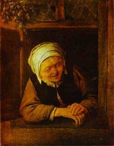 An Old Woman By Window — Adriaen Van Ostade
