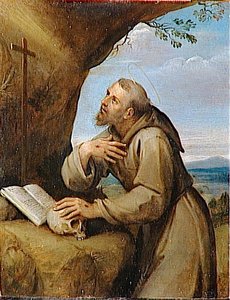 Saint Francois D'assise En Oraison Devant Un Crucifix — Francesco Albani (l'albane), Baroque