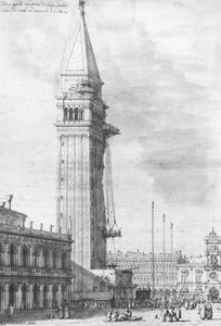 The Piazzetta: Looking North, The Campanile Under Repair — Canaletto