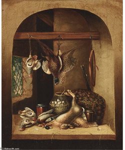 Game And A Barrel Of Oysters In A Larder; And Game And A Basket Of Eggs In A Larder — Benjamin Blake
