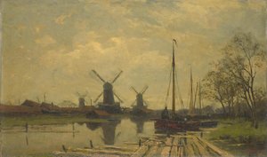 Waterway Near The Baarsjes, Amsterdam, Jan Hillebrand Wijsmuller, C. 1880 - C. 1901 — Jan Hillebrand Wijsmuller