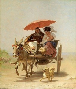 Donkey Coach with a Monk and Young Mother