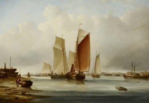 A Harbour Scene With Fishing Boats — Edward William Cooke