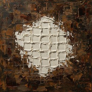 Monolithic White Relief Amidst The Fractured Shadows Of Earth And Charcoal — David Moreau, Plaster & Texture Art