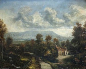 Lagan Scene with Cavehill in Background and Cottage