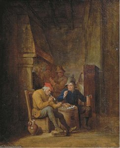 Peasants Smoking And Drinking In An Interior