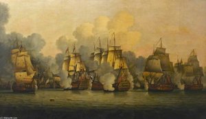 The Battle Of The Saints - — Thomas Luny, Historical Maritime Painting