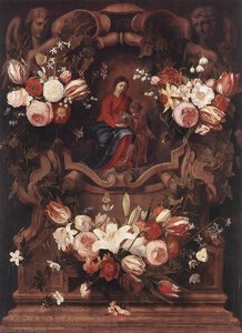 Floral Wreath With Madonna And Child — Daniel Seghers