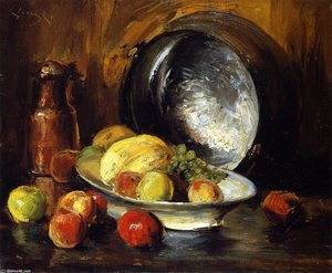 Still Life With Fruit And Copper Pot — William Merritt Chase