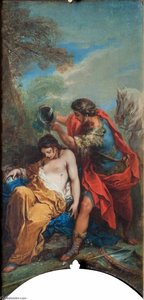 Jerusalem Delivered Tancredi Baptising The Dying Clorinda — Charles-andré Van Loo