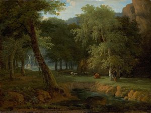 Woodland Scene With Nymphs And A Herm — Jean-victor Bertin
