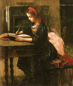Young Girl Learning To Write — Jean-baptiste-camille Corot, Realism