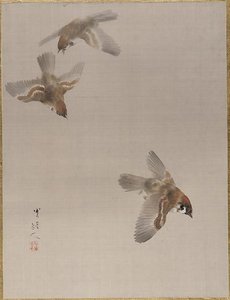 Sparrows Flying — Watanabe Seitei