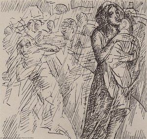 Mother, Child Saving — Kuzma Petrov-vodkin