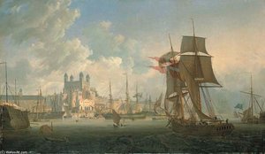 View From The Tower Of London Thames — Ambroise Louis Garneray