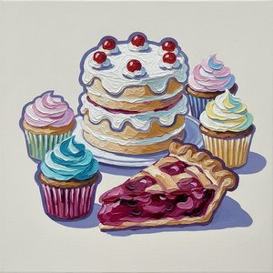 A Symphony of Sugared Delights in Vibrant Impasto and Sculptural Creamy Textures