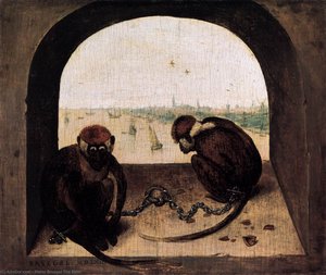 Two Chained Monkeys — Pieter Bruegel The Elder, Early Netherlandish Art