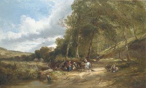 A Gypsy Encampment In A Wooded Landscape — Edward Charles Williams