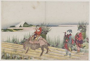 Crossing A Bridge With Iris — Katsushika Hokusai