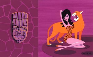 Pinup With Cougar And Spirit Mask — Josh Agle (shag)